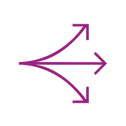 Drie pijlen pictogram violet Drie pijlen pictogram violet