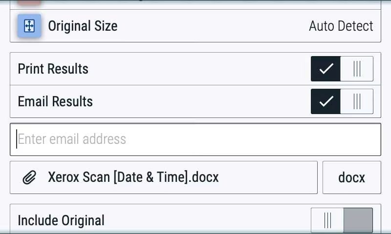 Schermata dell'app Xerox® Riepilogo Schermata dell'app Xerox® Riepilogo